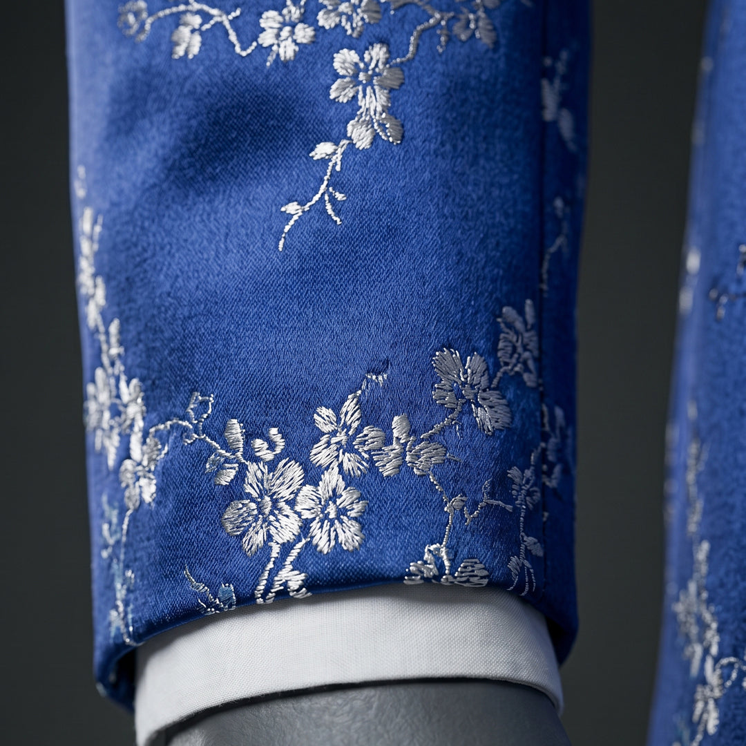 Modern Royal Blue Sherwani with Intricate Cut Dana Work - SW 128
