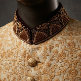 Modern Fawn Sherwani with Intricate Cut Dana Work - SW 346