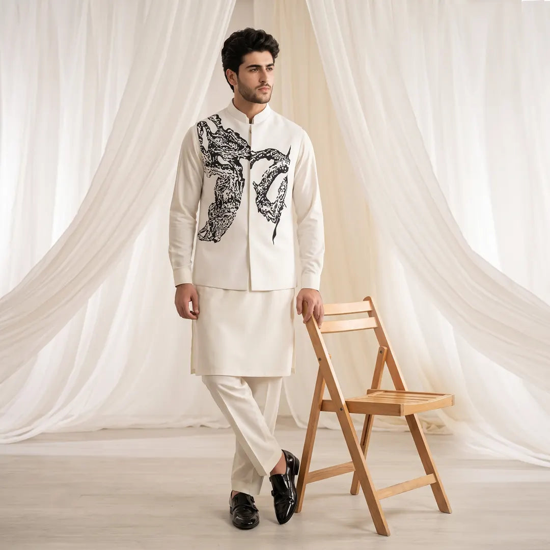 Waist Coat White - 1004