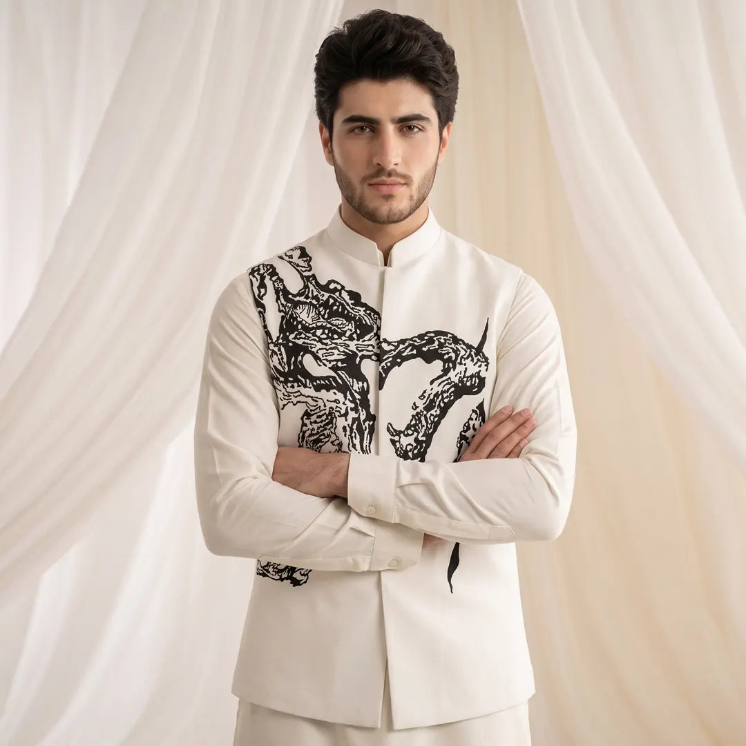 Waist Coat White - 1004